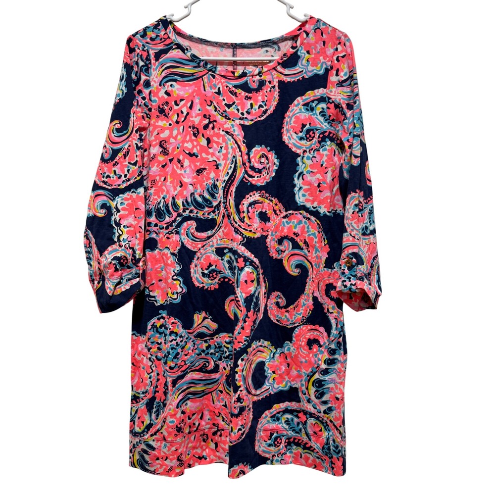 Lilly Pulitzer Linden Dress‎ Bright Navy Pop Up For The Halibut Shift Medium M